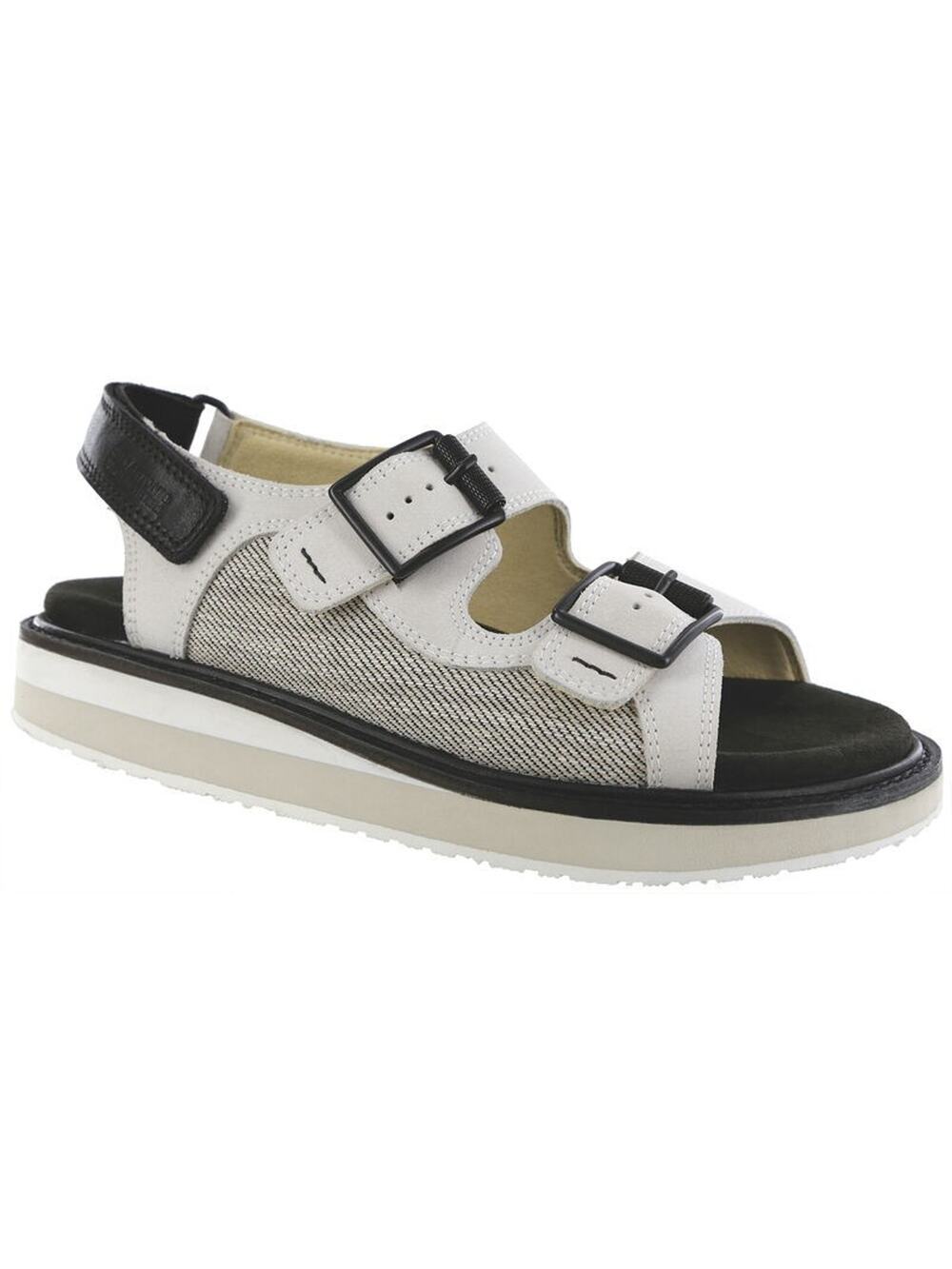 NIB $209 SAS Conga Sun Bleach Black Gray Heel Strap Travel Comfort Sandals 8.5 M